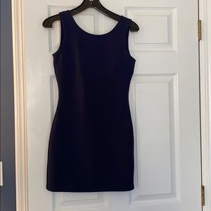 Diosa Navy Zipper Back Bodycon Dress